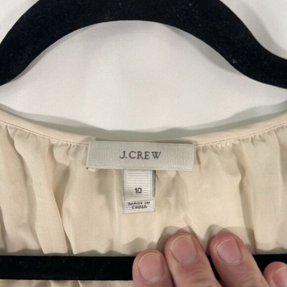 J. Crew 100% Silk Blouse Women's 10 Ivory Long Sleeve Round Neck Lightweight - Picture 6 of 11